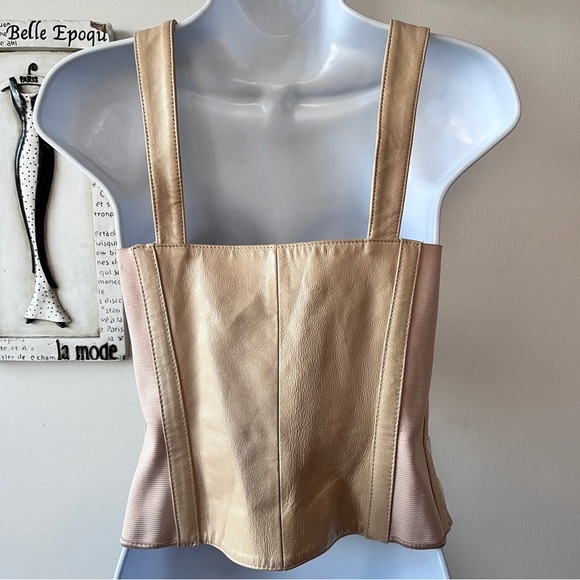 Vintage 90s SHAPE FX Women’s Whimsigoth Leather Bustier Corset Top Crochet Sz 10 - Picture 8 of 15